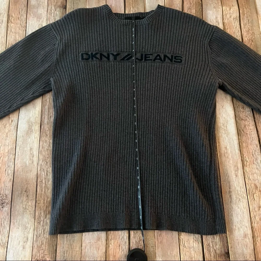 Vintage DKNY mens long sleeve ribbed Crewneck pullover sweater | size XL